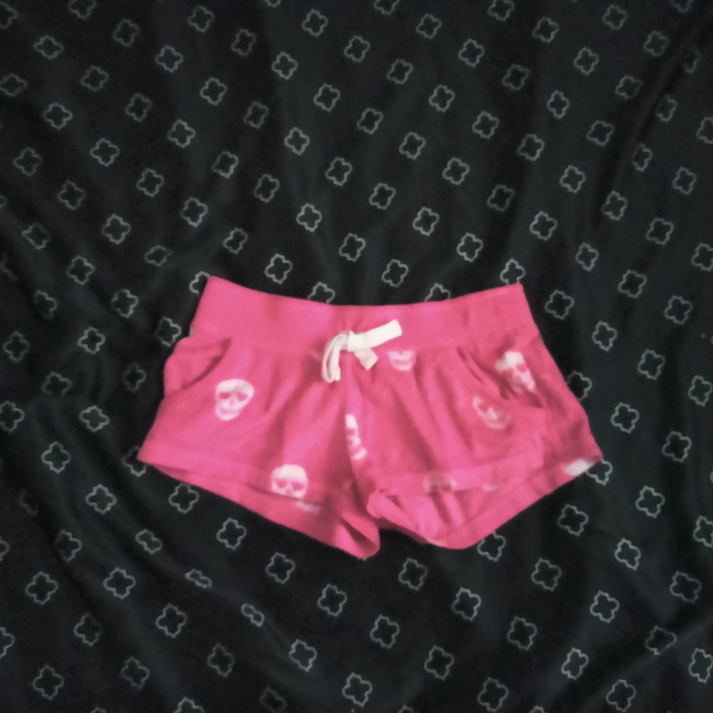 Pink Skull Print Shorts